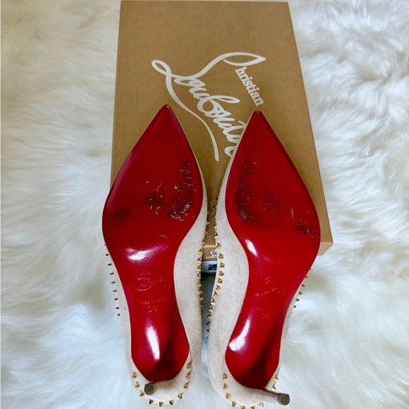 Christian Louboutin Anjalina suede gold stud pumps - Picture 5 of 6